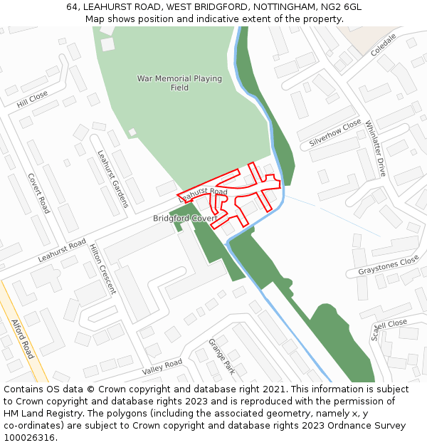 64, LEAHURST ROAD, WEST BRIDGFORD, NOTTINGHAM, NG2 6GL: Location map and indicative extent of plot