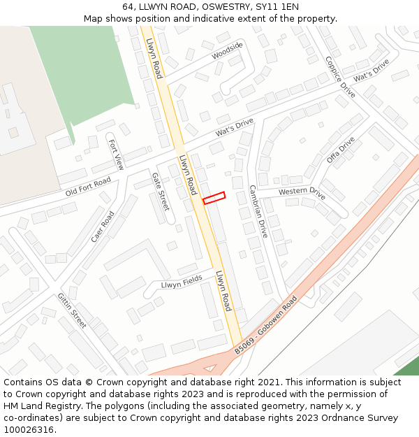 64, LLWYN ROAD, OSWESTRY, SY11 1EN: Location map and indicative extent of plot
