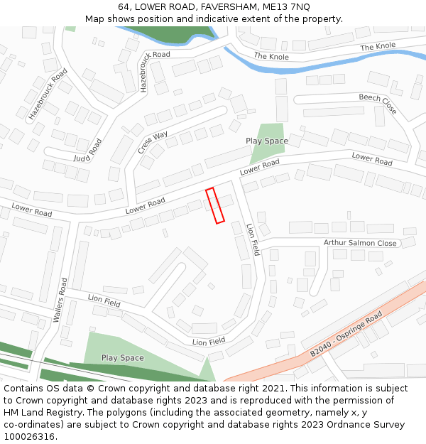 64, LOWER ROAD, FAVERSHAM, ME13 7NQ: Location map and indicative extent of plot