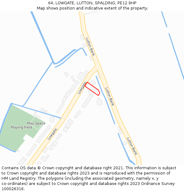 64, LOWGATE, LUTTON, SPALDING, PE12 9HP: Location map and indicative extent of plot
