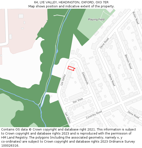 64, LYE VALLEY, HEADINGTON, OXFORD, OX3 7ER: Location map and indicative extent of plot