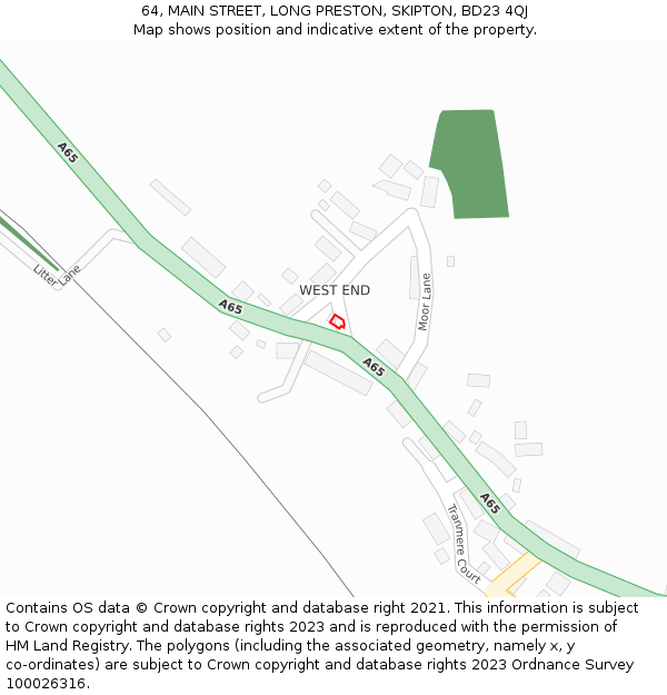 64, MAIN STREET, LONG PRESTON, SKIPTON, BD23 4QJ: Location map and indicative extent of plot