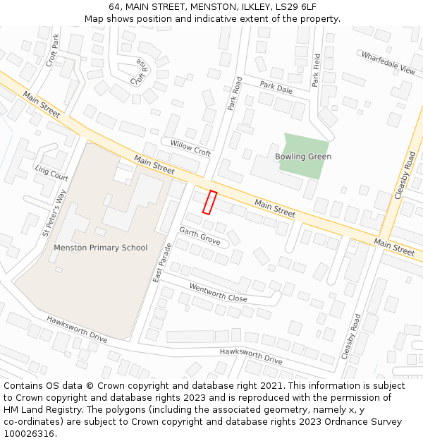 64, MAIN STREET, MENSTON, ILKLEY, LS29 6LF: Location map and indicative extent of plot