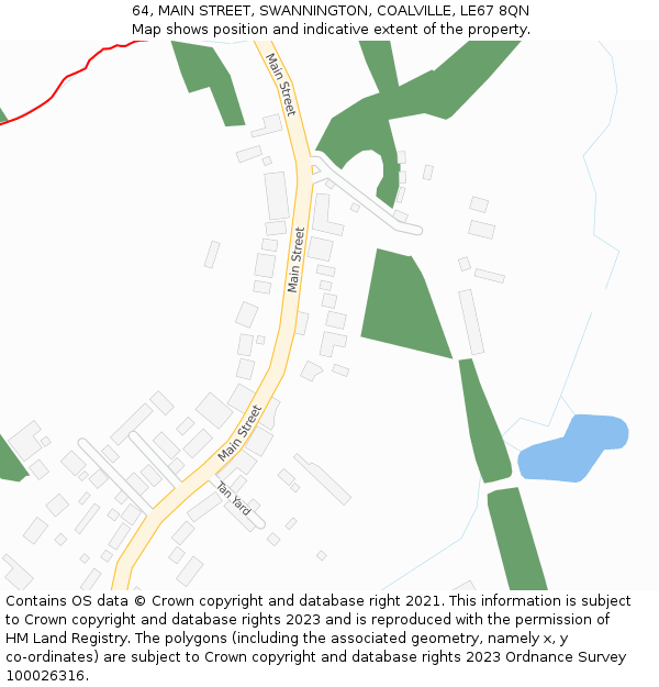 64, MAIN STREET, SWANNINGTON, COALVILLE, LE67 8QN: Location map and indicative extent of plot