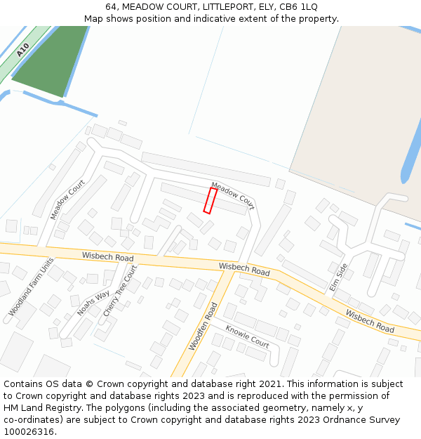 64, MEADOW COURT, LITTLEPORT, ELY, CB6 1LQ: Location map and indicative extent of plot