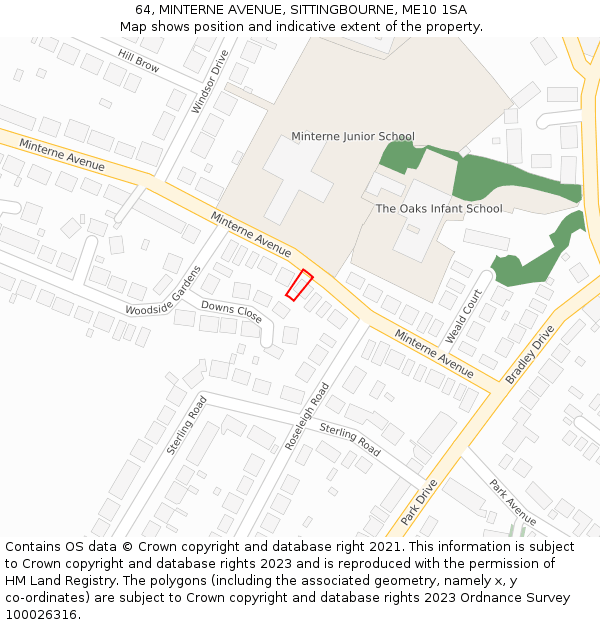 64, MINTERNE AVENUE, SITTINGBOURNE, ME10 1SA: Location map and indicative extent of plot