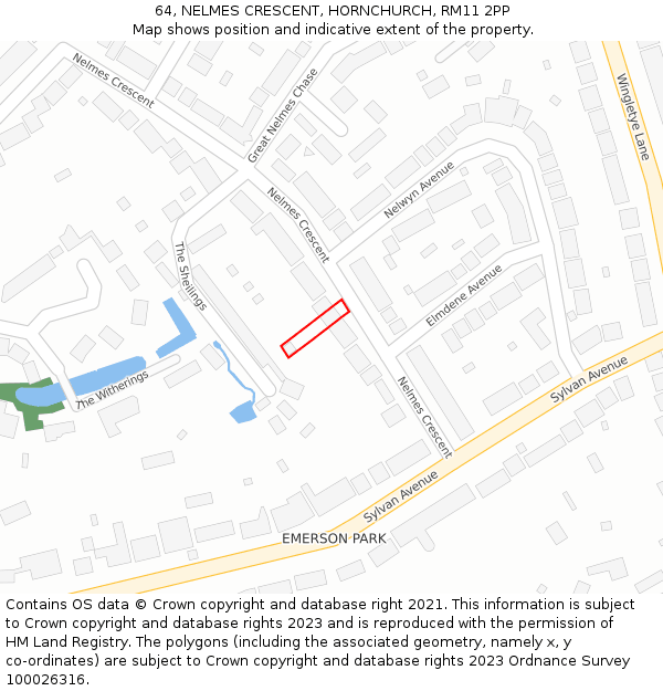 64, NELMES CRESCENT, HORNCHURCH, RM11 2PP: Location map and indicative extent of plot