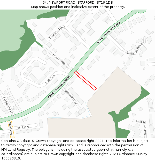 64, NEWPORT ROAD, STAFFORD, ST16 1DB: Location map and indicative extent of plot