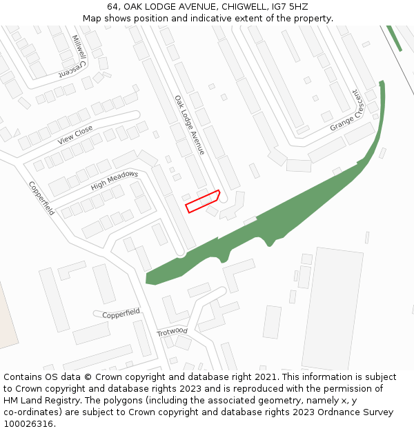 64, OAK LODGE AVENUE, CHIGWELL, IG7 5HZ: Location map and indicative extent of plot