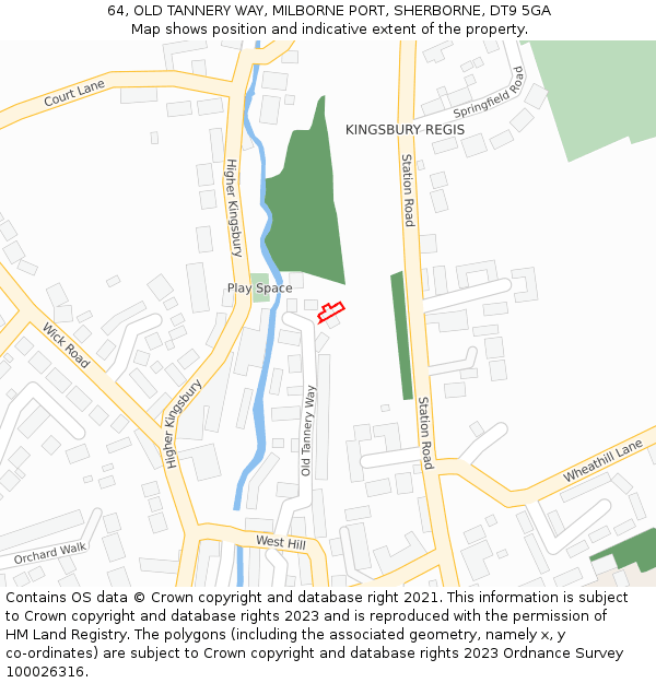 64, OLD TANNERY WAY, MILBORNE PORT, SHERBORNE, DT9 5GA: Location map and indicative extent of plot