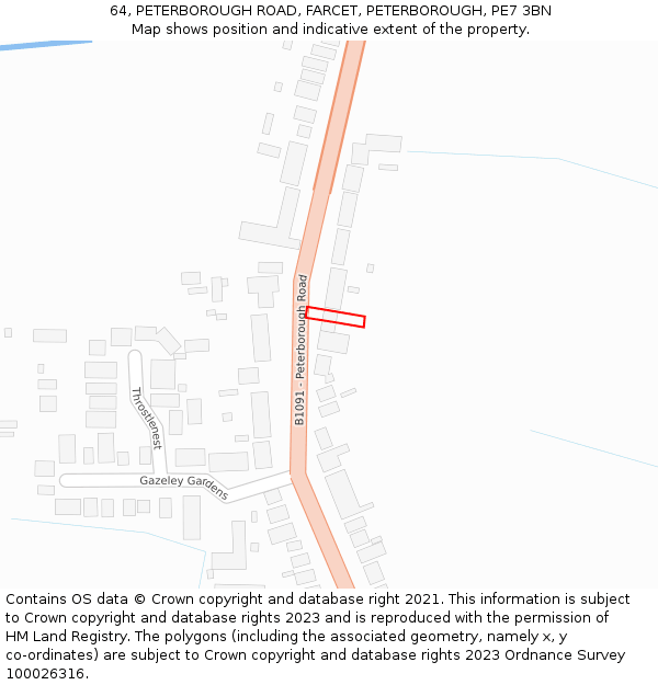 64, PETERBOROUGH ROAD, FARCET, PETERBOROUGH, PE7 3BN: Location map and indicative extent of plot