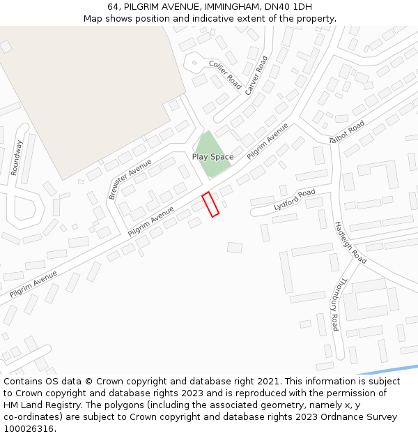 64, PILGRIM AVENUE, IMMINGHAM, DN40 1DH: Location map and indicative extent of plot