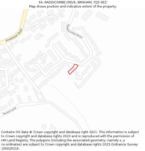 64, RADDICOMBE DRIVE, BRIXHAM, TQ5 0EZ: Location map and indicative extent of plot