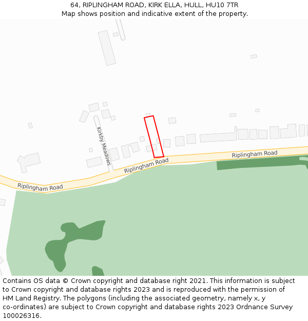 64, RIPLINGHAM ROAD, KIRK ELLA, HULL, HU10 7TR: Location map and indicative extent of plot