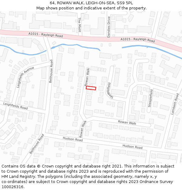 64, ROWAN WALK, LEIGH-ON-SEA, SS9 5PL: Location map and indicative extent of plot