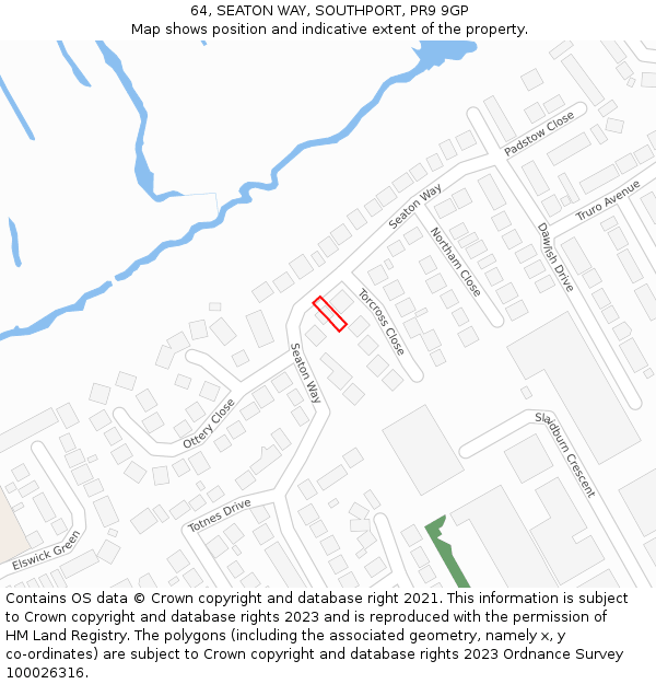 64, SEATON WAY, SOUTHPORT, PR9 9GP: Location map and indicative extent of plot
