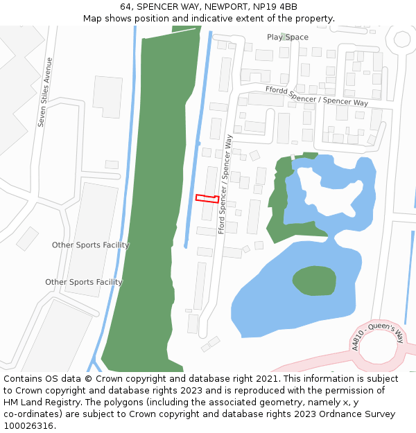 64, SPENCER WAY, NEWPORT, NP19 4BB: Location map and indicative extent of plot