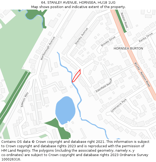 64, STANLEY AVENUE, HORNSEA, HU18 1UG: Location map and indicative extent of plot