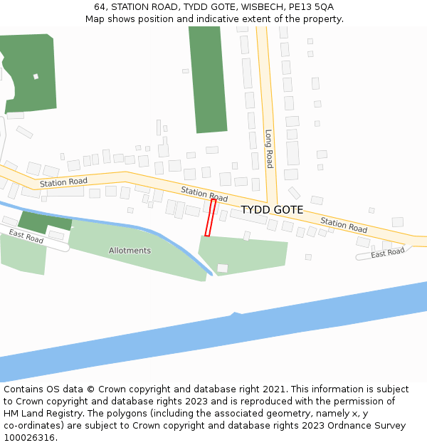 64, STATION ROAD, TYDD GOTE, WISBECH, PE13 5QA: Location map and indicative extent of plot