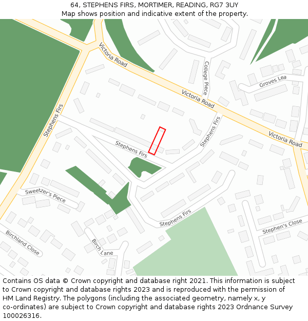 64, STEPHENS FIRS, MORTIMER, READING, RG7 3UY: Location map and indicative extent of plot