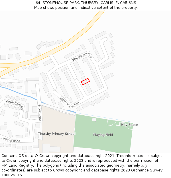 64, STONEHOUSE PARK, THURSBY, CARLISLE, CA5 6NS: Location map and indicative extent of plot