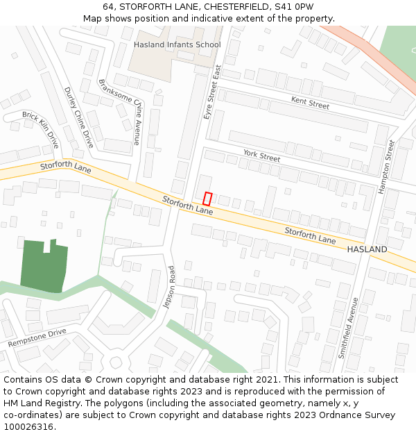 64, STORFORTH LANE, CHESTERFIELD, S41 0PW: Location map and indicative extent of plot