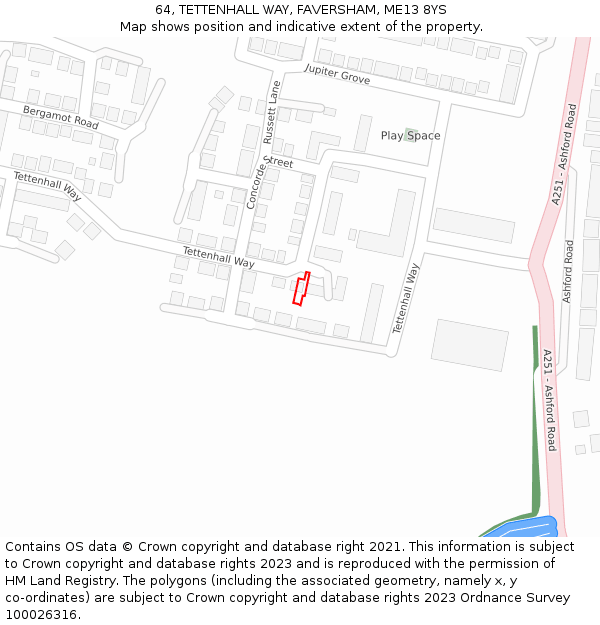 64, TETTENHALL WAY, FAVERSHAM, ME13 8YS: Location map and indicative extent of plot