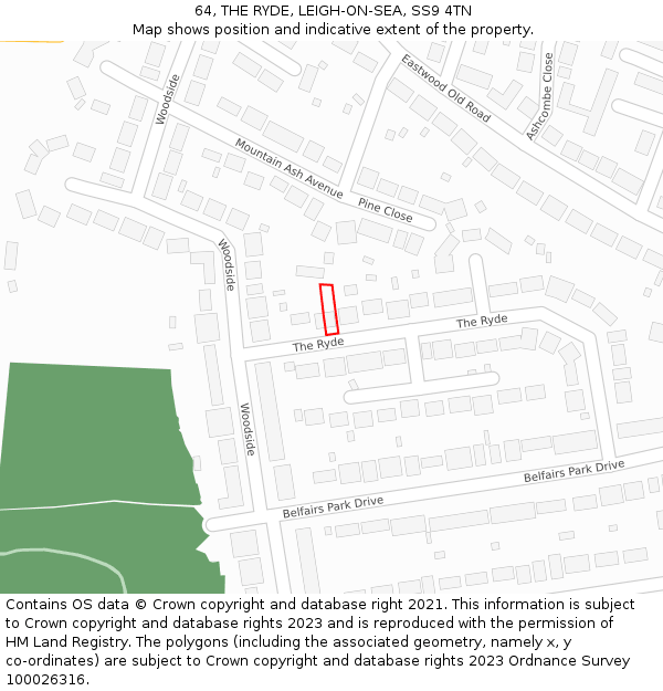 64, THE RYDE, LEIGH-ON-SEA, SS9 4TN: Location map and indicative extent of plot