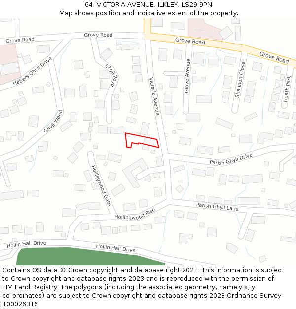 64, VICTORIA AVENUE, ILKLEY, LS29 9PN: Location map and indicative extent of plot