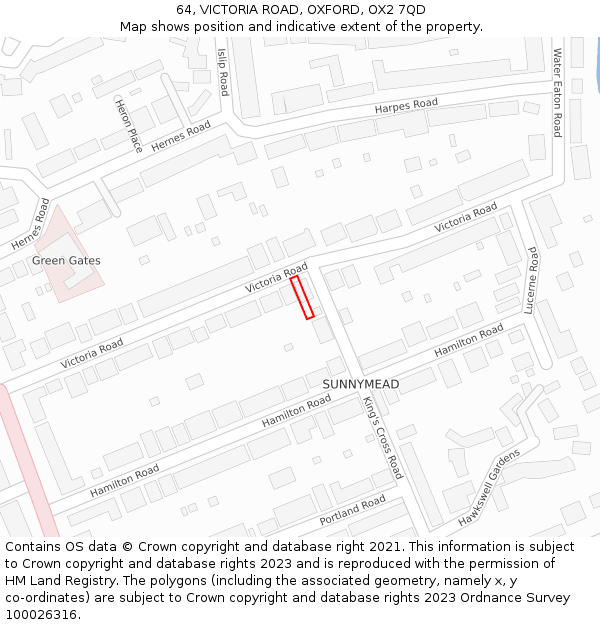 64, VICTORIA ROAD, OXFORD, OX2 7QD: Location map and indicative extent of plot