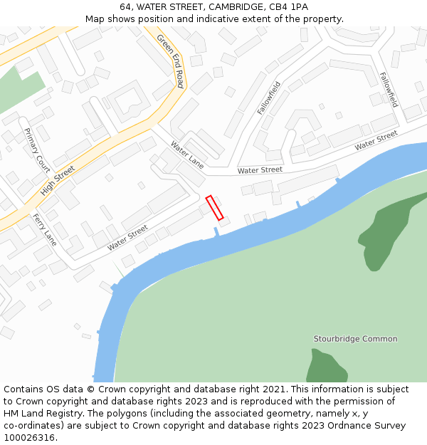 64, WATER STREET, CAMBRIDGE, CB4 1PA: Location map and indicative extent of plot