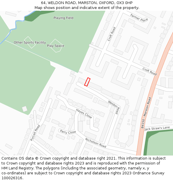 64, WELDON ROAD, MARSTON, OXFORD, OX3 0HP: Location map and indicative extent of plot