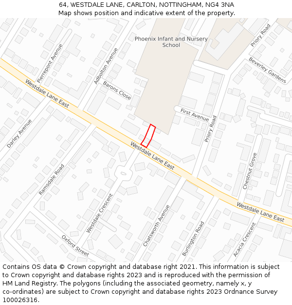 64, WESTDALE LANE, CARLTON, NOTTINGHAM, NG4 3NA: Location map and indicative extent of plot