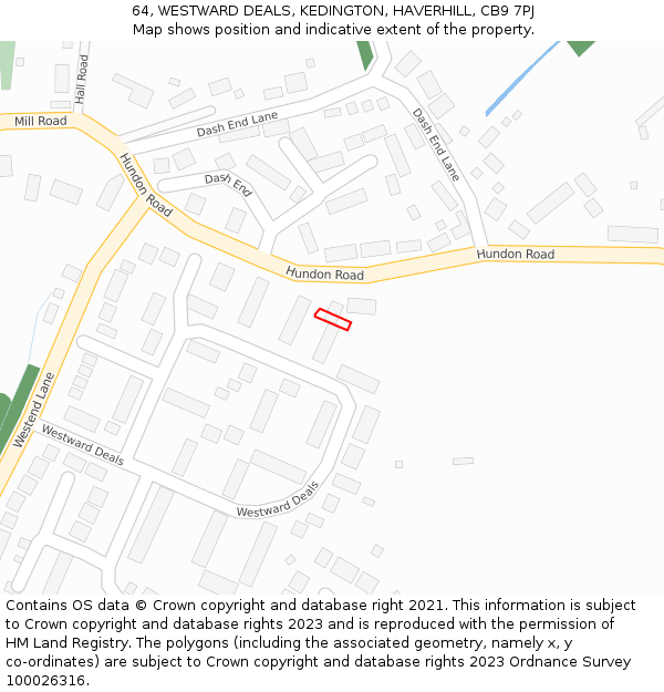 64, WESTWARD DEALS, KEDINGTON, HAVERHILL, CB9 7PJ: Location map and indicative extent of plot