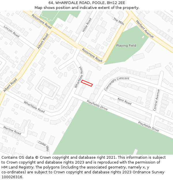 64, WHARFDALE ROAD, POOLE, BH12 2EE: Location map and indicative extent of plot