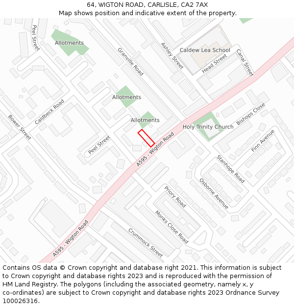 64, WIGTON ROAD, CARLISLE, CA2 7AX: Location map and indicative extent of plot