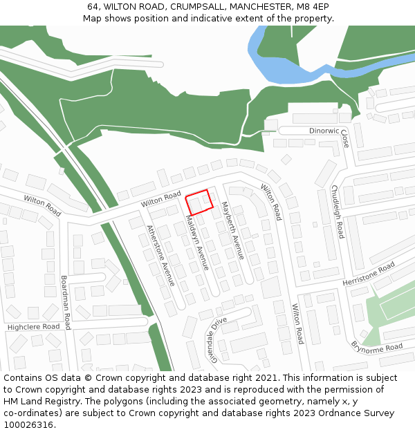 64, WILTON ROAD, CRUMPSALL, MANCHESTER, M8 4EP: Location map and indicative extent of plot