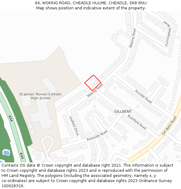 64, WOKING ROAD, CHEADLE HULME, CHEADLE, SK8 6NU: Location map and indicative extent of plot