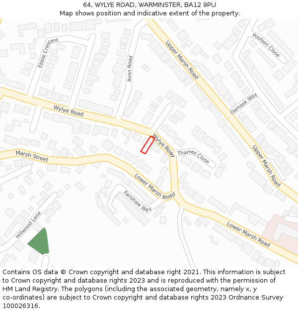 64, WYLYE ROAD, WARMINSTER, BA12 9PU: Location map and indicative extent of plot