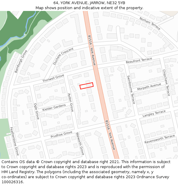 64, YORK AVENUE, JARROW, NE32 5YB: Location map and indicative extent of plot