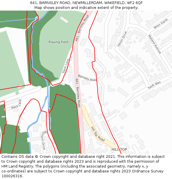 641, BARNSLEY ROAD, NEWMILLERDAM, WAKEFIELD, WF2 6QF: Location map and indicative extent of plot