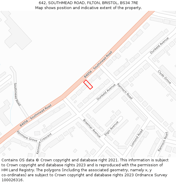 642, SOUTHMEAD ROAD, FILTON, BRISTOL, BS34 7RE: Location map and indicative extent of plot