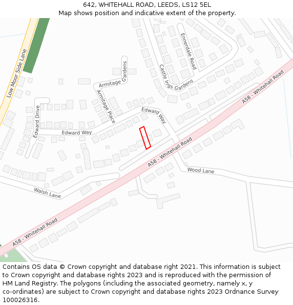 642, WHITEHALL ROAD, LEEDS, LS12 5EL: Location map and indicative extent of plot