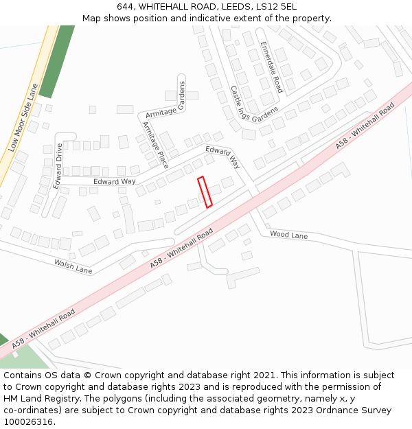 644, WHITEHALL ROAD, LEEDS, LS12 5EL: Location map and indicative extent of plot