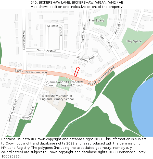 645, BICKERSHAW LANE, BICKERSHAW, WIGAN, WN2 4AE: Location map and indicative extent of plot