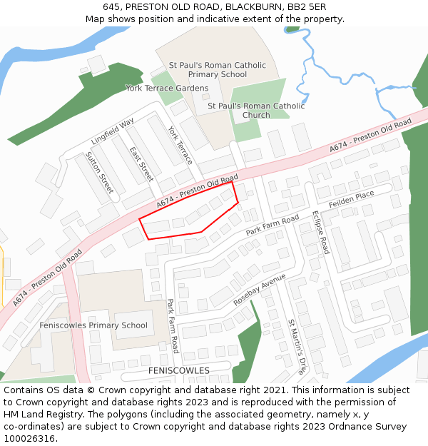 645, PRESTON OLD ROAD, BLACKBURN, BB2 5ER: Location map and indicative extent of plot