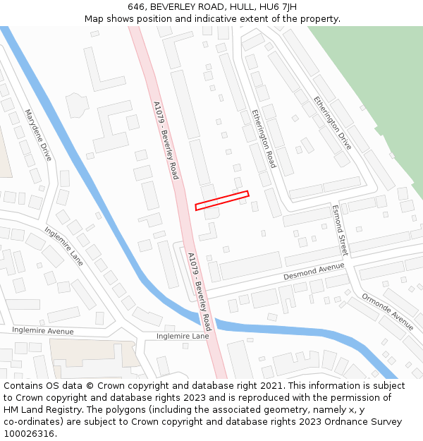 646, BEVERLEY ROAD, HULL, HU6 7JH: Location map and indicative extent of plot