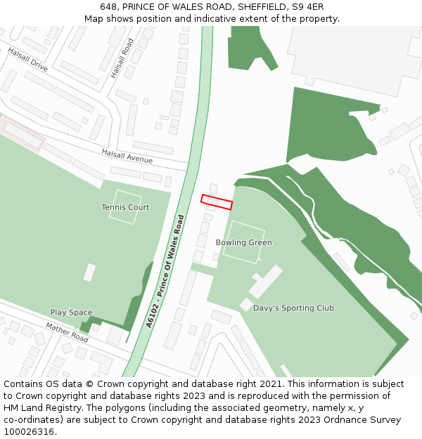 648, PRINCE OF WALES ROAD, SHEFFIELD, S9 4ER: Location map and indicative extent of plot