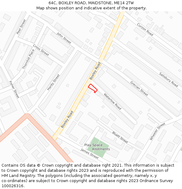 64C, BOXLEY ROAD, MAIDSTONE, ME14 2TW: Location map and indicative extent of plot