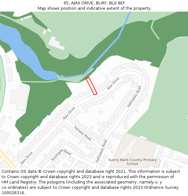 65, AJAX DRIVE, BURY, BL9 8EF: Location map and indicative extent of plot